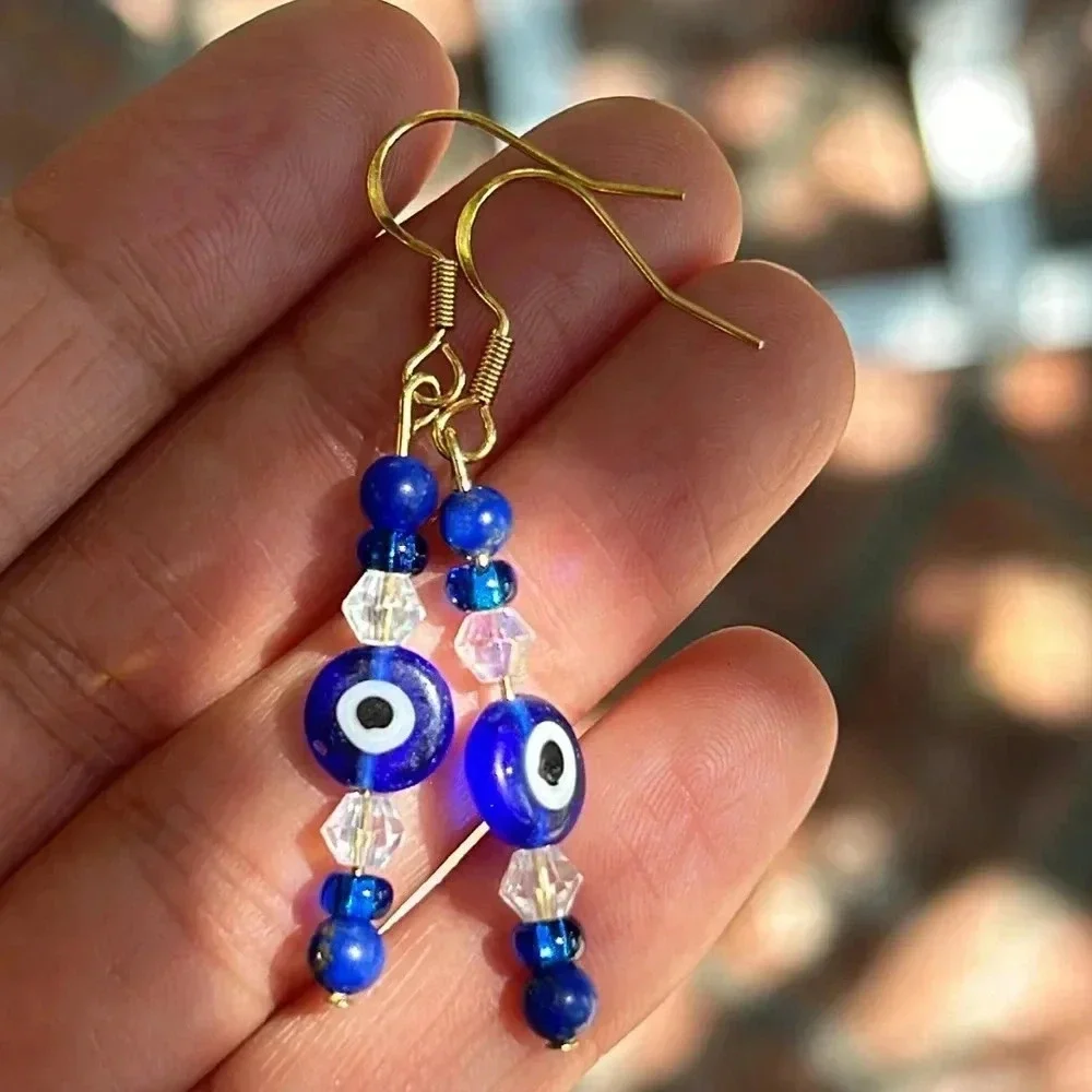 Handmade lapis lazuli evil eye 🧿 charm earrings ✨